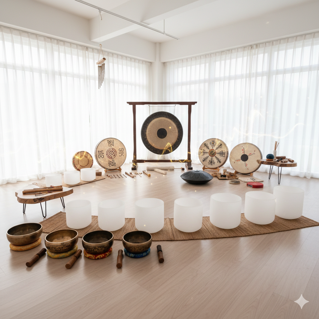 Gong, tambour et bols. Créer un rituel sonore à la maison pour le bien-être du corps et de l’esprit